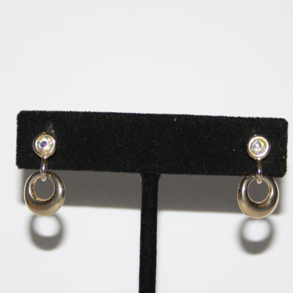 Beautiful gold and rhinestone dangle earrings